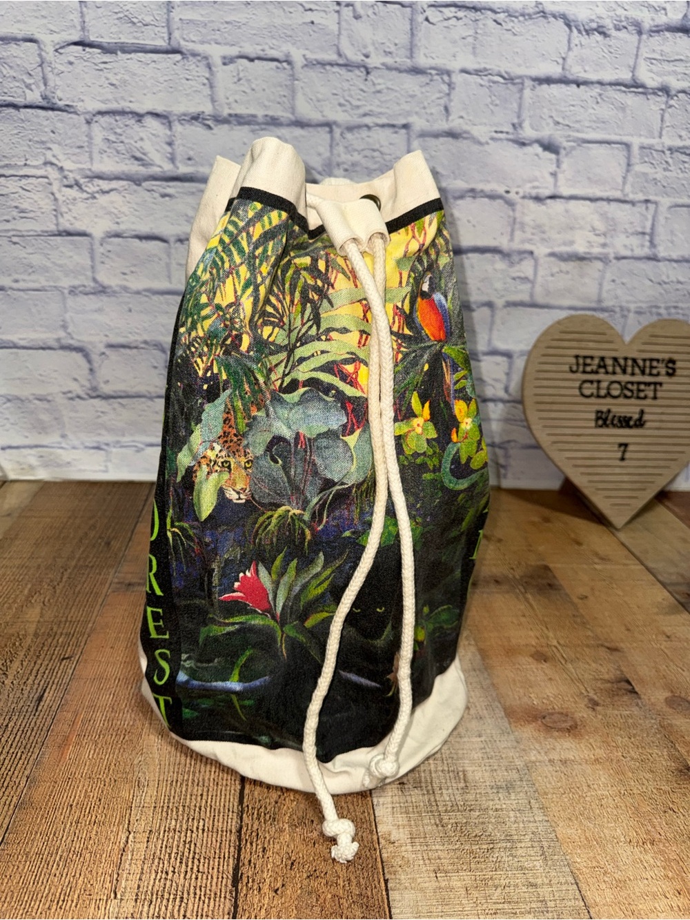 Down to earth products Rainforest Alliance Wildlife drawstring bag backpack